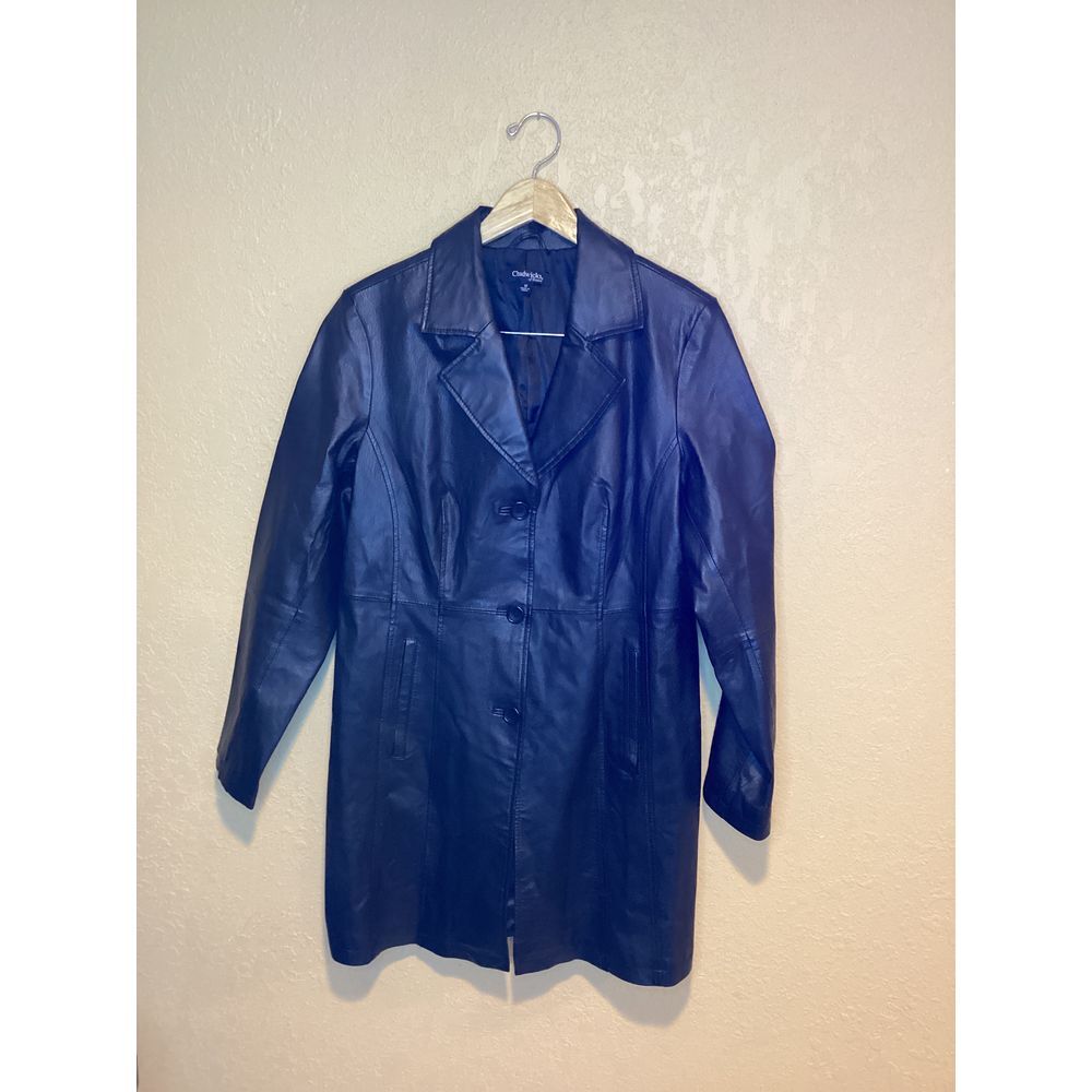 Vintage 80s Chadwicks of Boston Black Leather‎ Trench Coat, Women's Size 12